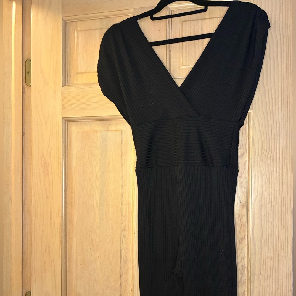 AKIRA Black Ribbed Jumpsuit